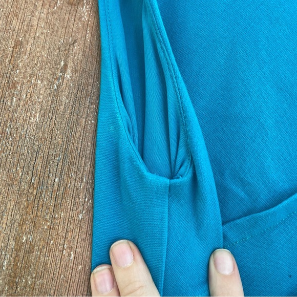 CACHE CONTOUR Women’s Blue Teal Sheath Pencil Dress Sleeveless Mini Size 8 - Picture 6 of 11